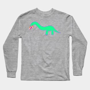 Lesbian Longneck dinosaur with pride flag Long Sleeve T-Shirt